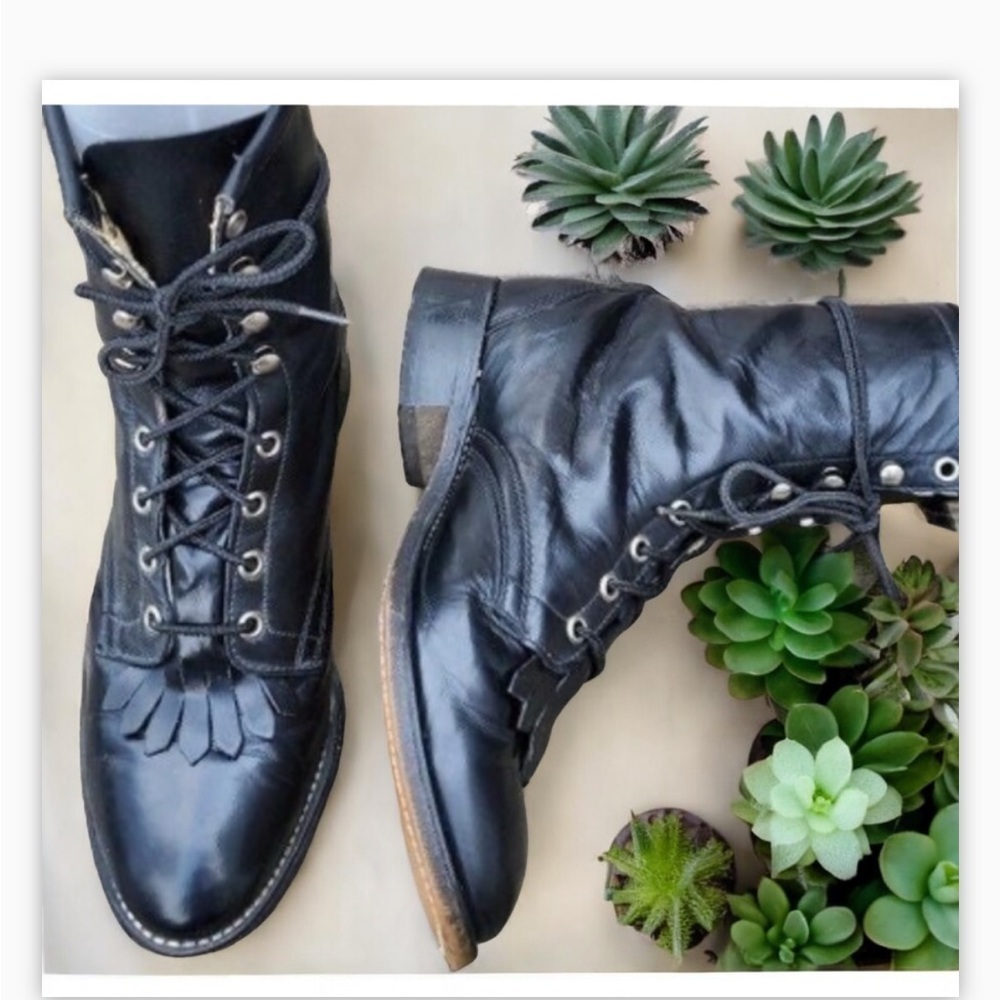 Black Classic Laredo Roper Boot- EUC Sz 5 Genuine leather☀️🖤 - Picture 3 of 14